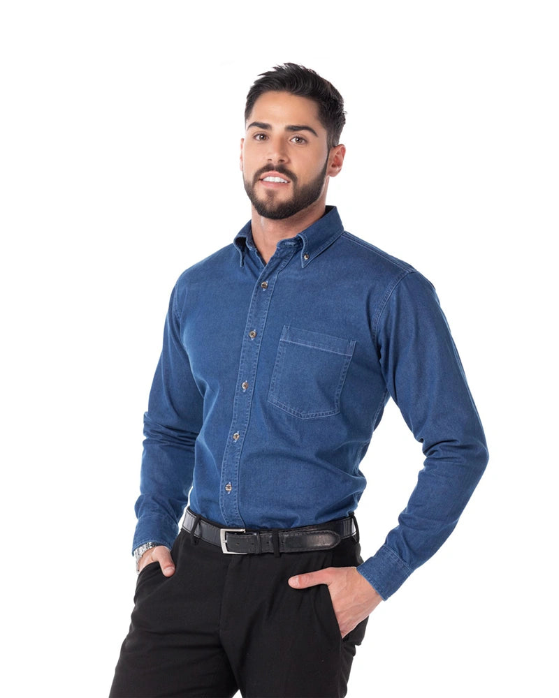 Yazbek Camisas Azules Manga Larga Camisa Yazbek C0601 Mezclilla