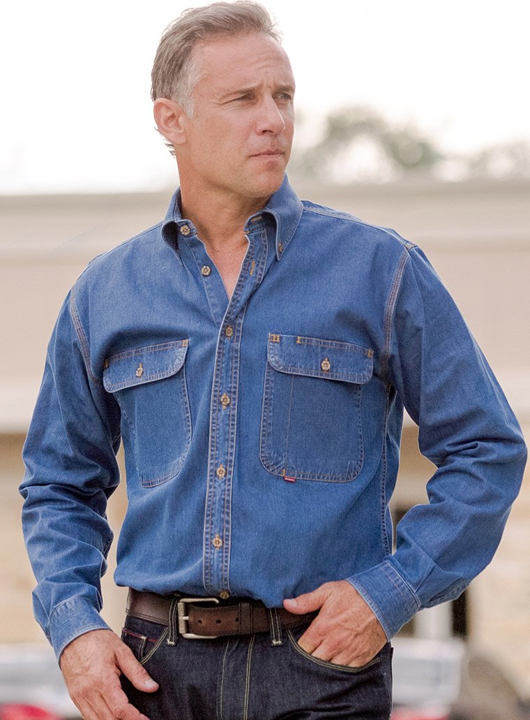 Camisa Azul Mezclilla Hombre Camisa Jeans Camisa Azul Manga Larga