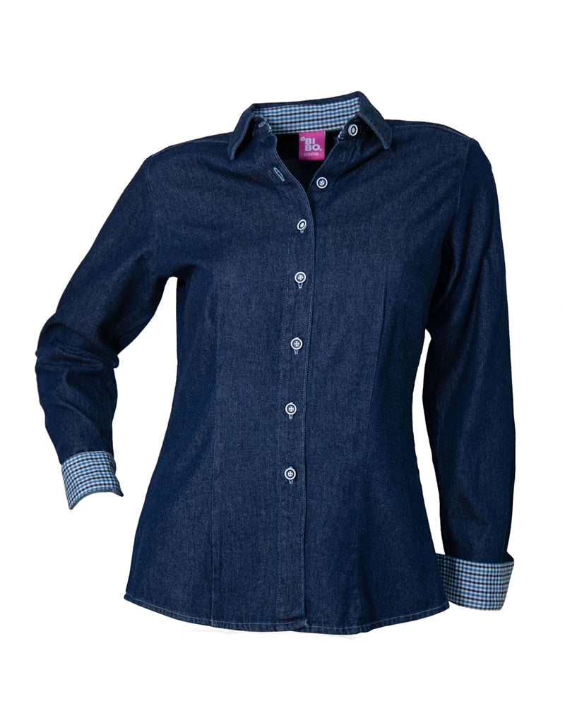 Uniformes Camisa De Jean Mujer Manga Corta Blusa Bibo Mezclilla